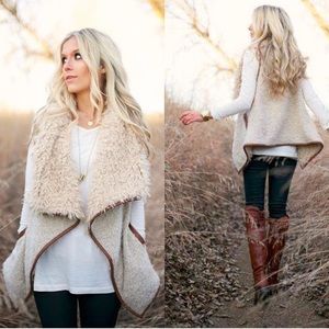 By Together Tan Boucle Faux Fur Vest (S)